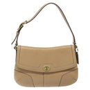 Coach Shoulder Bag Leather Beige Gold Auth EC1029-13