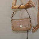 Coach Shoulder Bag Leather Beige Gold Auth EC1029-23