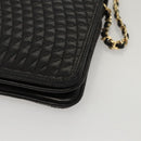 BALLY Chain Shoulder Bag Leather Black Gold Auth EC1031-14