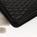 BALLY Chain Shoulder Bag Leather Black Gold Auth EC1031-15