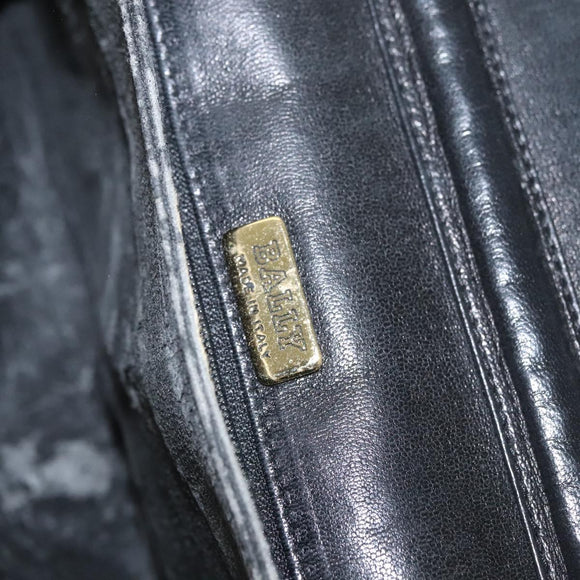 BALLY Chain Shoulder Bag Leather Black Gold Auth EC1031