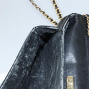 BALLY Chain Shoulder Bag Leather Black Gold Auth EC1031-18