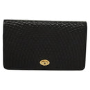 BALLY Chain Shoulder Bag Leather Black Gold Auth EC1031-13