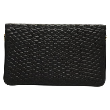 BALLY Chain Shoulder Bag Leather Black Gold Auth EC1031 - 0