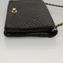 BALLY Chain Shoulder Bag Leather Black Gold Auth EC1031-3