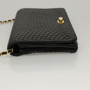 BALLY Chain Shoulder Bag Leather Black Gold Auth EC1031-4
