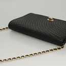 BALLY Chain Shoulder Bag Leather Black Gold Auth EC1031-6