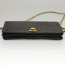 BALLY Chain Shoulder Bag Leather Black Gold Auth EC1031-5