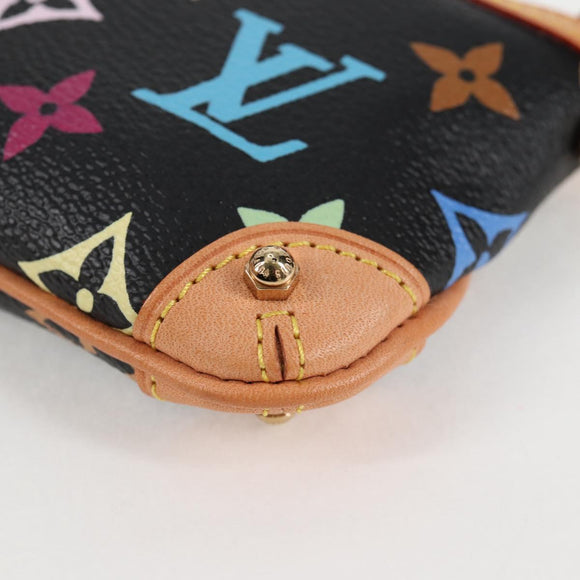 LOUIS VUITTON Multicolor Pochette Mira PM Pouch Black M60099 LV Auth EC1036SM