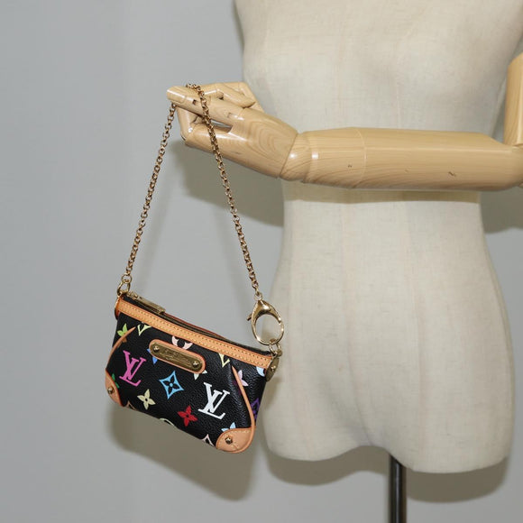 LOUIS VUITTON Multicolor Pochette Mira PM Pouch Black M60099 LV Auth EC1036SM