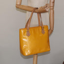 LOUIS VUITTON Monogram Vernis Houston Hand Bag Jaune M91121 LV Auth EC113-23