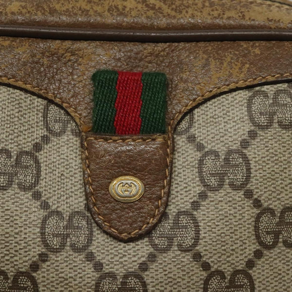 GUCCI GG Supreme Web Sherry Line Shoulder Bag PVC Beige 89 02 066 Auth EC117