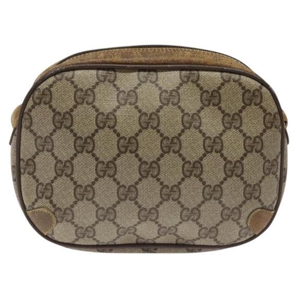 GUCCI GG Supreme Web Sherry Line Shoulder Bag PVC Beige 89 02 066 Auth EC117
