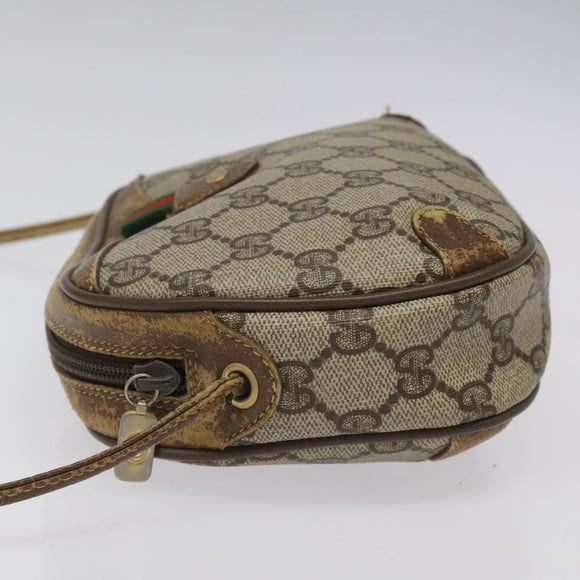 GUCCI GG Supreme Web Sherry Line Shoulder Bag PVC Beige 89 02 066 Auth EC117