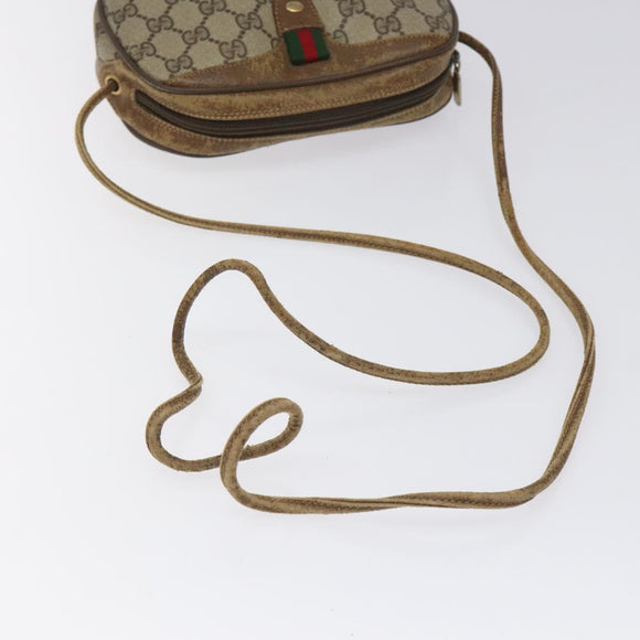 GUCCI GG Supreme Web Sherry Line Shoulder Bag PVC Beige 89 02 066 Auth EC117