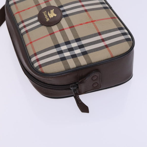 BURBERRY Nova Check Blue Label Shoulder Bag Canvas 3Set Beige Auth EC141