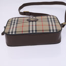 BURBERRY Nova Check Blue Label Shoulder Bag Canvas 3Set Beige Auth EC141-14