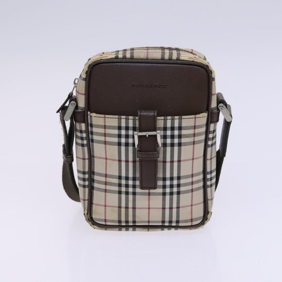 BURBERRY Nova Check Blue Label Shoulder Bag Canvas 3 Set Beige Auth EC141