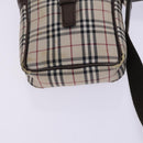 BURBERRY Nova Check Blue Label Shoulder Bag Canvas 3Set Beige Auth EC141-21