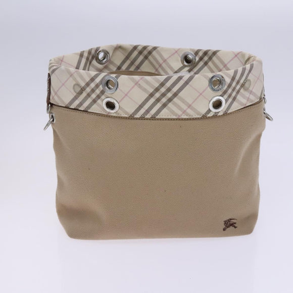 BURBERRY Nova Check Blue Label Shoulder Bag Canvas 3Set Beige Auth EC141