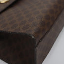 CELINE Macadam Canvas Hand Bag PVC Leather 2way Brown Auth EC148-9