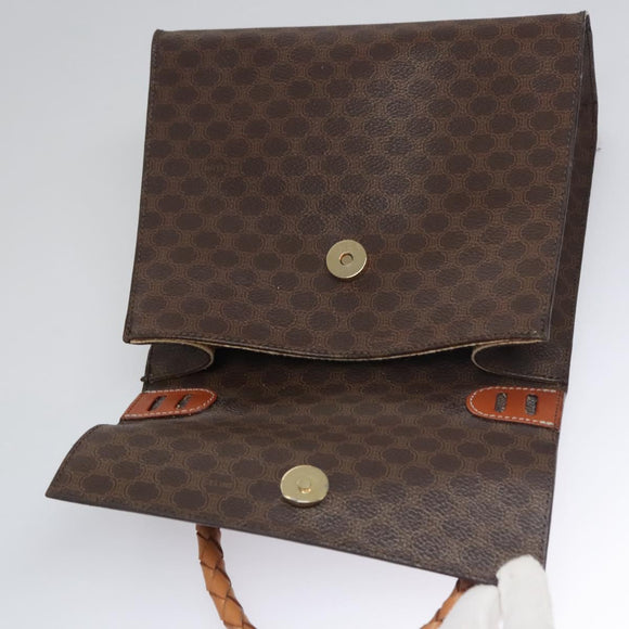 CELINE Macadam Canvas Hand Bag PVC Leather 2way Brown Auth EC148