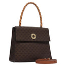 CELINE Macadam Canvas Hand Bag PVC Leather 2way Brown Auth EC148-1
