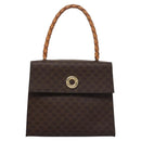 CELINE Macadam Canvas Hand Bag PVC Leather 2way Brown Auth EC148-13