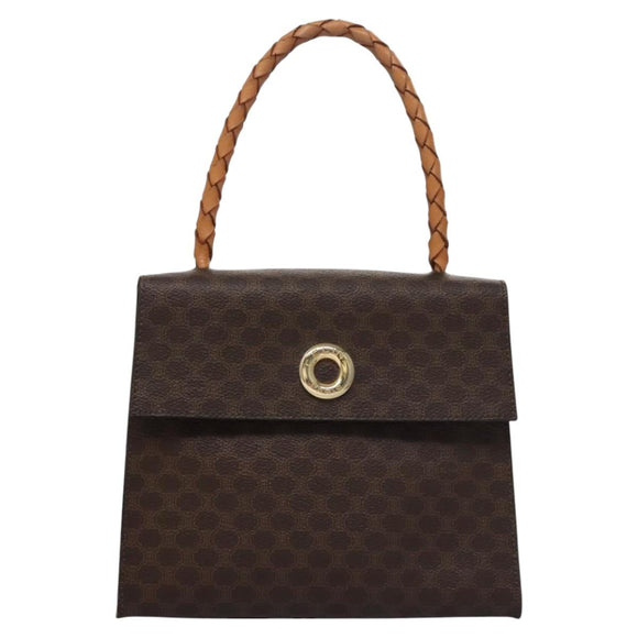 CELINE Macadam Canvas Hand Bag PVC Leather 2way Brown Auth EC148