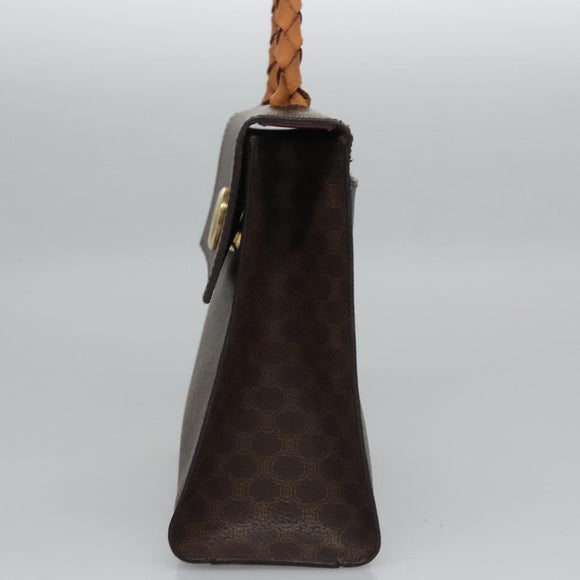 CELINE Macadam Canvas Hand Bag PVC Leather 2way Brown Auth EC148