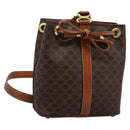 CELINE Macadam Canvas Shoulder Bag PVC Leather Brown Gold Auth EC156-1