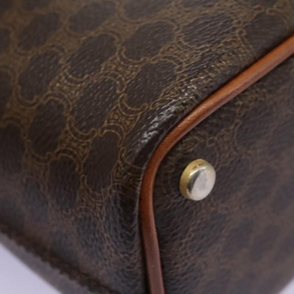 CELINE Macadam Canvas Shoulder Bag PVC Leather Brown Gold Auth EC156