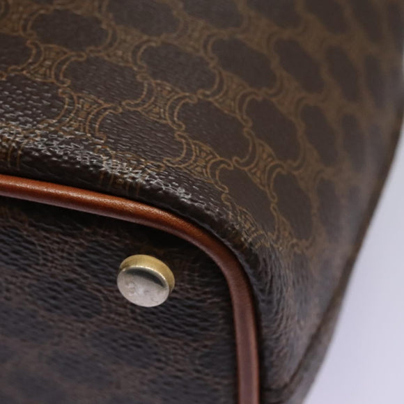 CELINE Macadam Canvas Shoulder Bag PVC Leather Brown Gold Auth EC156