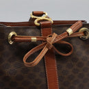 CELINE Macadam Canvas Shoulder Bag PVC Leather Brown Gold Auth EC156-15