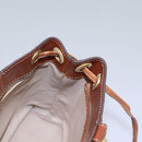 CELINE Macadam Canvas Shoulder Bag PVC Leather Brown Gold Auth EC156-18