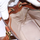 CELINE Macadam Canvas Shoulder Bag PVC Leather Brown Gold Auth EC156-19