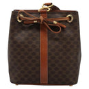 CELINE Macadam Canvas Shoulder Bag PVC Leather Brown Gold Auth EC156-2