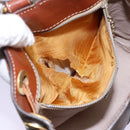 CELINE Macadam Canvas Shoulder Bag PVC Leather Brown Gold Auth EC156-21