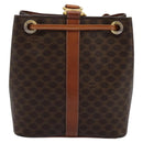 CELINE Macadam Canvas Shoulder Bag PVC Leather Brown Gold Auth EC156-3