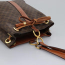 CELINE Macadam Canvas Shoulder Bag PVC Leather Brown Gold Auth EC156-6