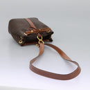 CELINE Macadam Canvas Shoulder Bag PVC Leather Brown Gold Auth EC156-7