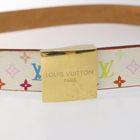 LOUIS VUITTON Monogram Multicolor Ceinture Carre Belt White M9270U Auth EC172V