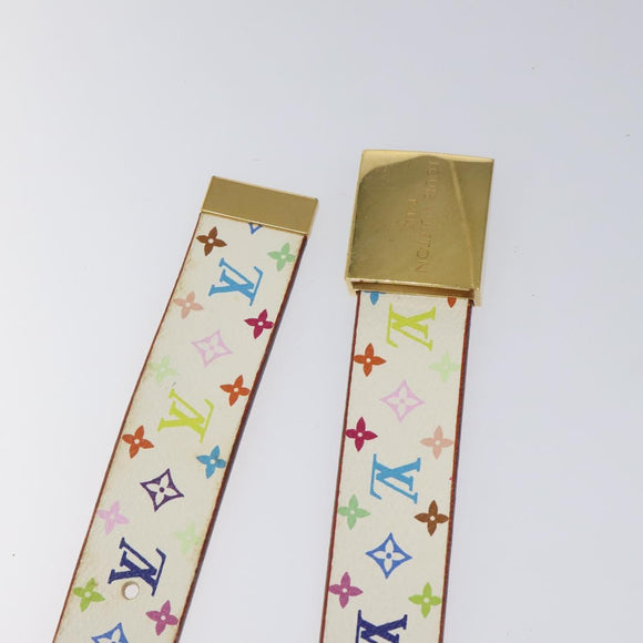LOUIS VUITTON Monogram Multicolor Ceinture Carre Belt White M9270U Auth EC172V