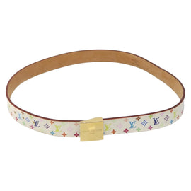 LOUIS VUITTON Monogram Multicolor Ceinture Carre Belt White M9270U Auth EC172V - 0