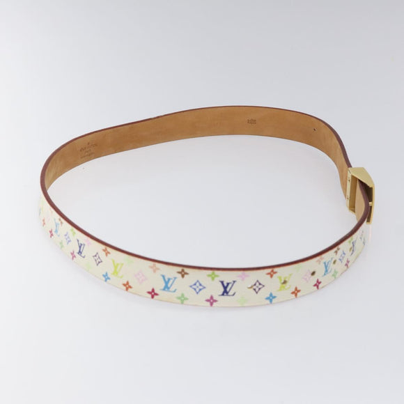 LOUIS VUITTON Monogram Multicolor Ceinture Carre Belt White M9270U Auth EC172V