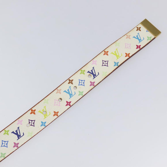 LOUIS VUITTON Monogram Multicolor Ceinture Carre Belt White M9270U Auth EC172V