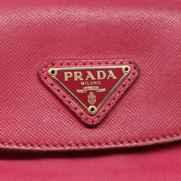 PRADA Shoulder Bag Nylon Pink Gold Auth EC191