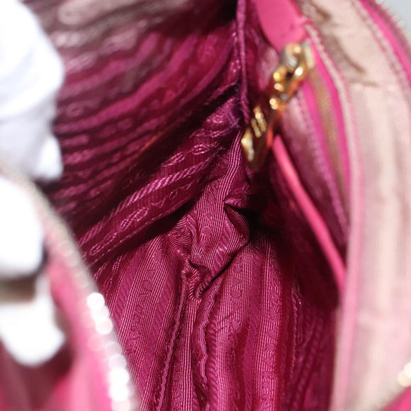 PRADA Shoulder Bag Nylon Pink Gold Auth EC191