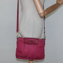 PRADA Shoulder Bag Nylon Pink Gold Auth EC191-25