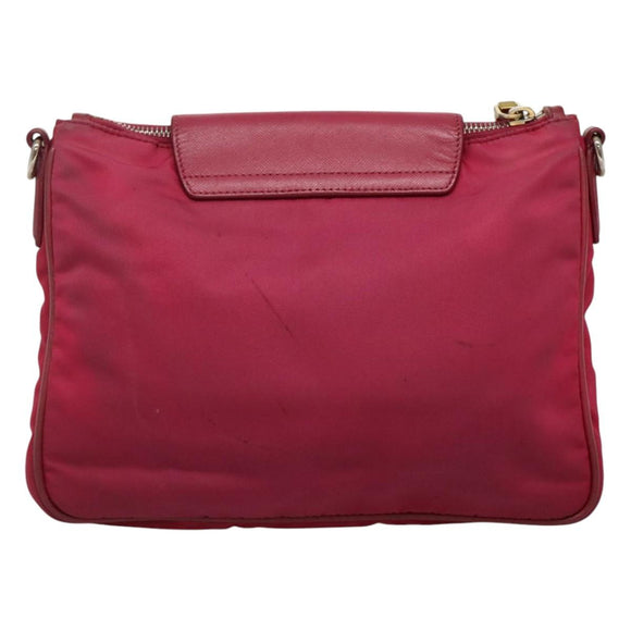 PRADA Shoulder Bag Nylon Pink Gold Auth EC191